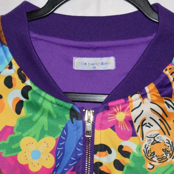 Little Party Dress Purple Animal Print Jacket. Size 12. NWOT. - Picture 5 of 13